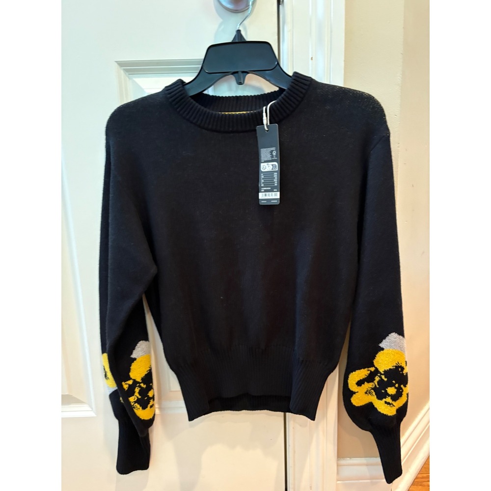 Esprit Black Sweater with Yellow Floral Accents